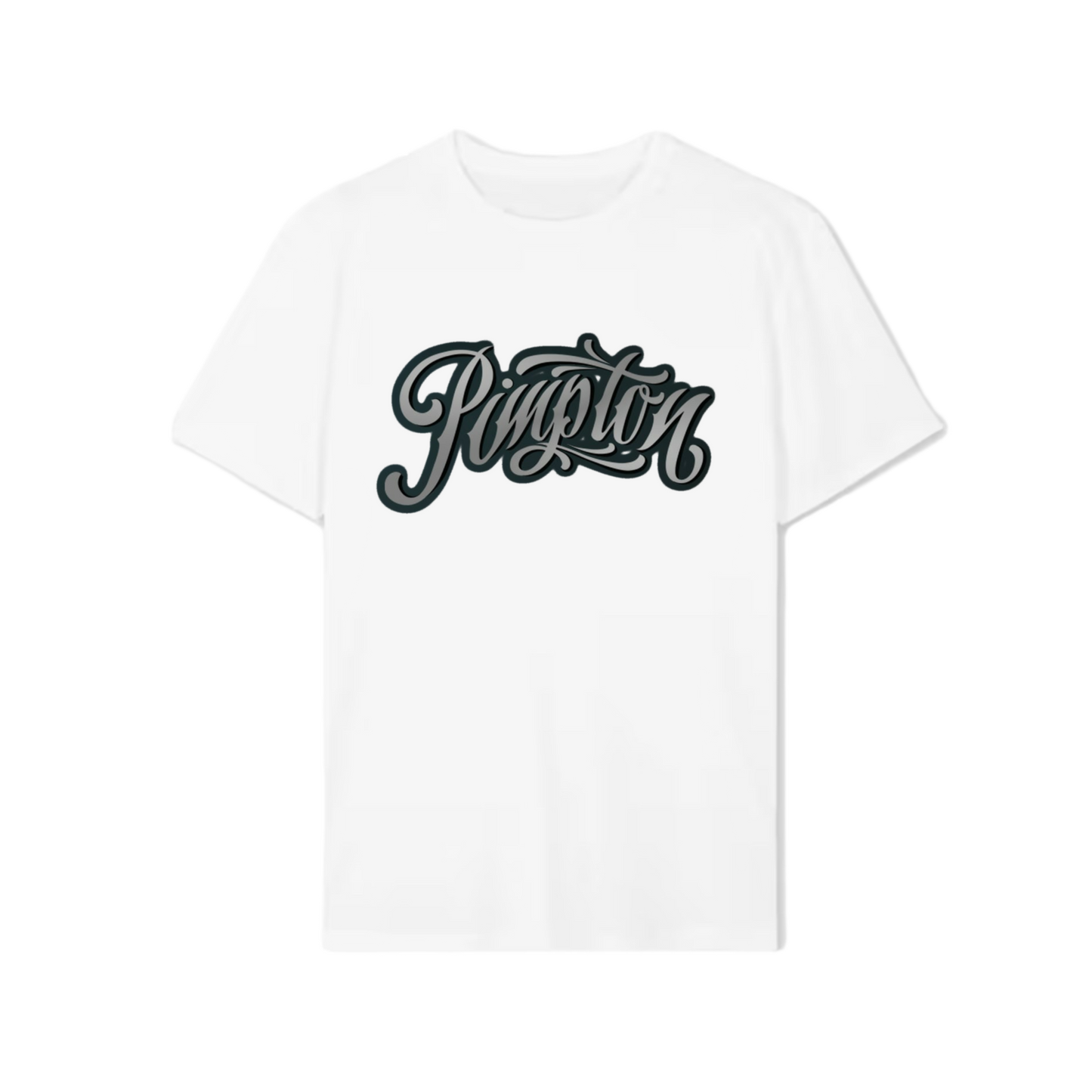 Pimpton A Signature T-Shirt Silver Text - White