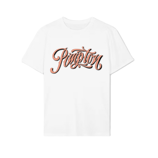 Pimpton A Signature T-Shirt Salmon Font - White