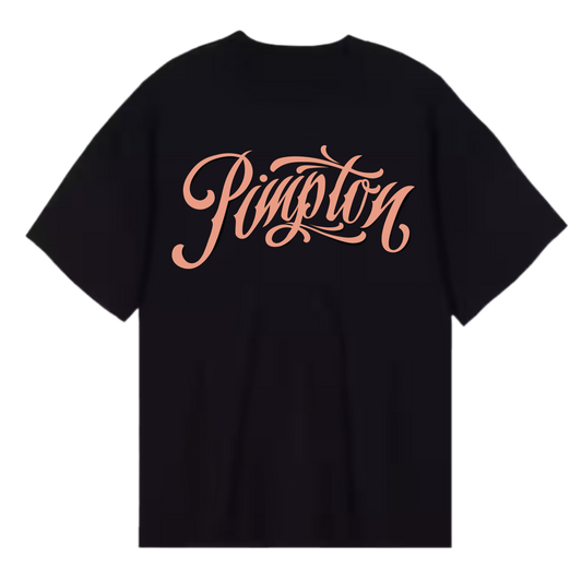 Pimpton A Signature T-Shirt Salmon Font - Black