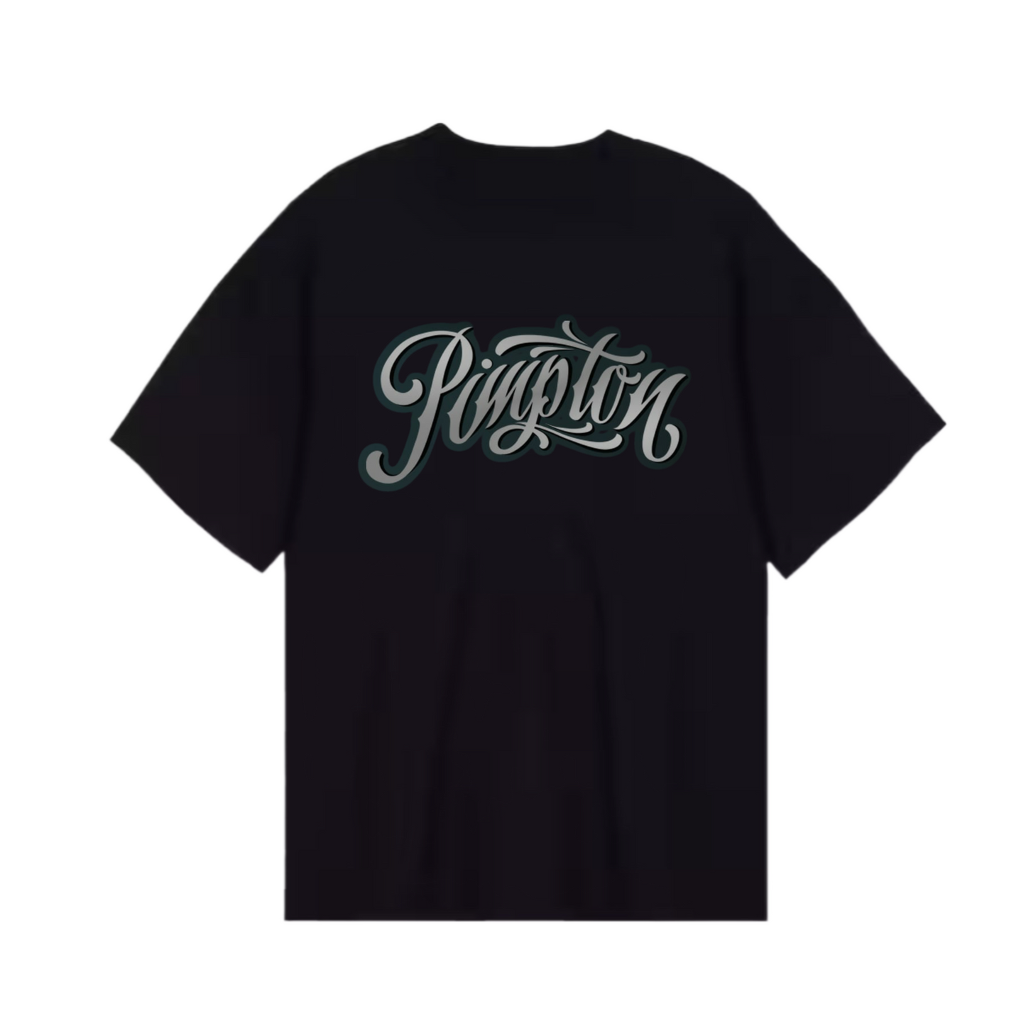 Pimpton A Signature T-Shirt Silver Text - Black